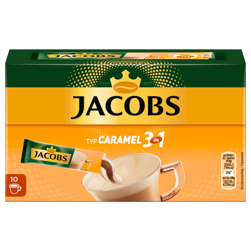 Jacobs Kaffeespezialitäten 3 in 1 Caramel, 10 Sticks